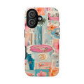 Tropical Surf Collage Phone Case — Vintage Hawaiian Floral & Surfboard Design