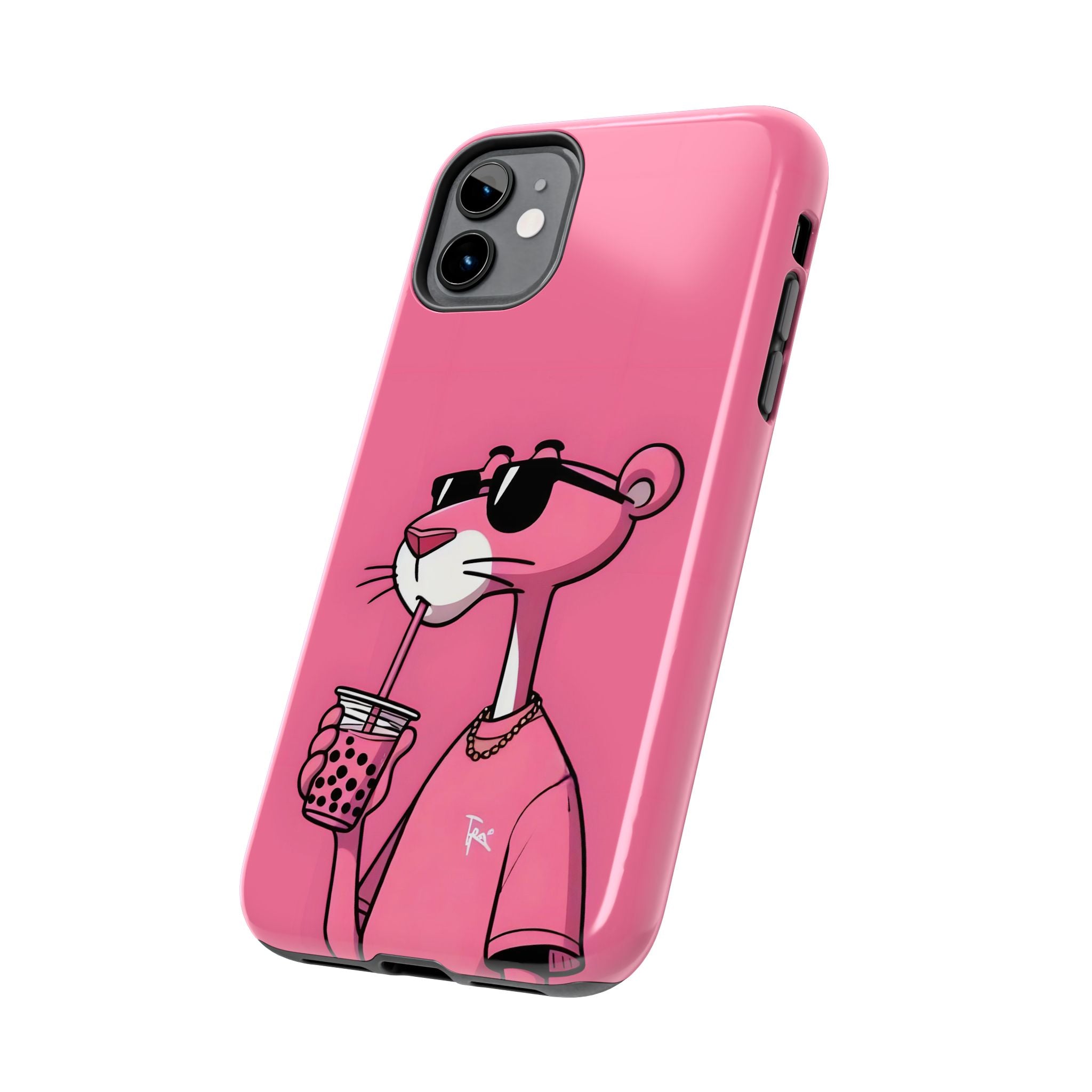 Pink Panther Bubble Tea Phone Case — Tough Protective iPhone Cover