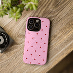 Pink Heart Pattern Tough Phone Case — Cute Red Hearts Protective Phone Cover (Valentine’s Day Gift)