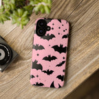Pink Bat Pattern Tough Phone Case — Cute Halloween Bat Wings Design