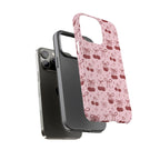 Cherry Pattern Phone Case — Cute Pink Cherries with Bows Durable Tough Case