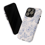Phone Case — Blue Floral Sketch Tough Protective Case