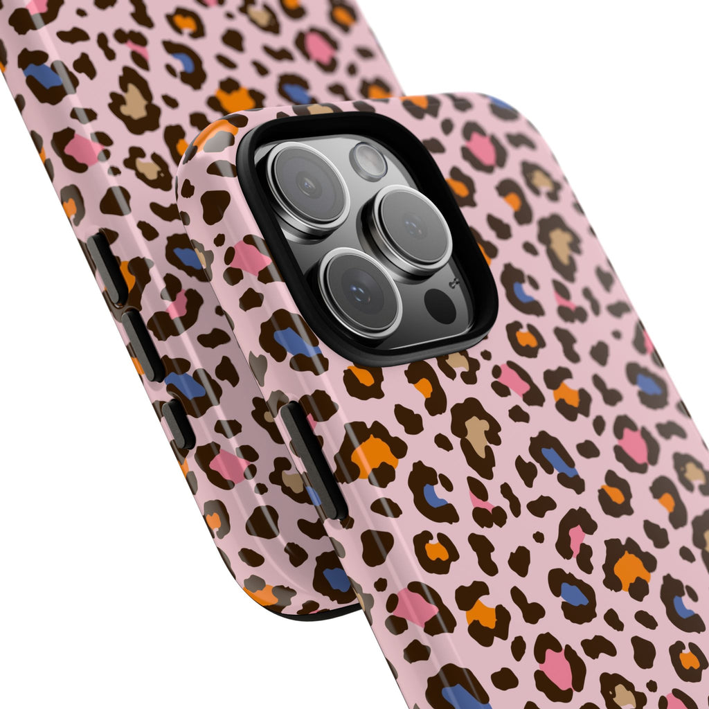 Pink Leopard Print Tough Phone Case — Durable Protective iPhone Cover
