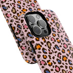 Pink Leopard Print Tough Phone Case — Durable Protective iPhone Cover
