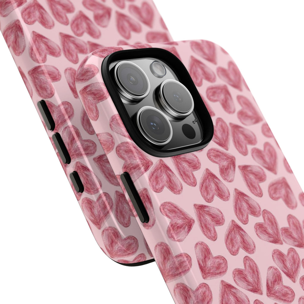 Pink Watercolor Heart Phone Case — Tough Protective iPhone Cover