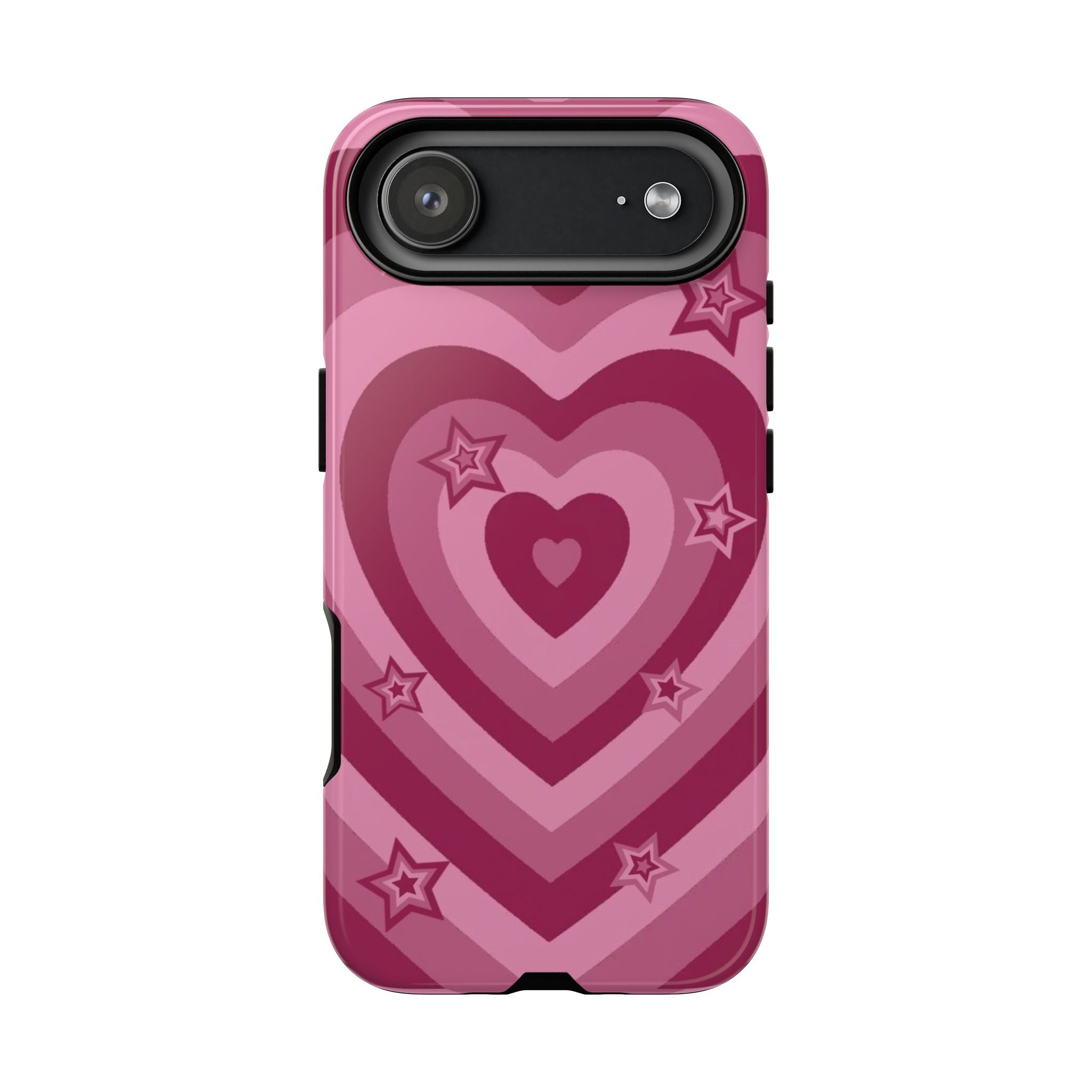 Pink Retro Heart Tough Phone Case – Star Accent Protective Cover