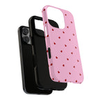 Pink Heart Pattern Tough Phone Case — Cute Red Hearts Protective Phone Cover (Valentine’s Day Gift)