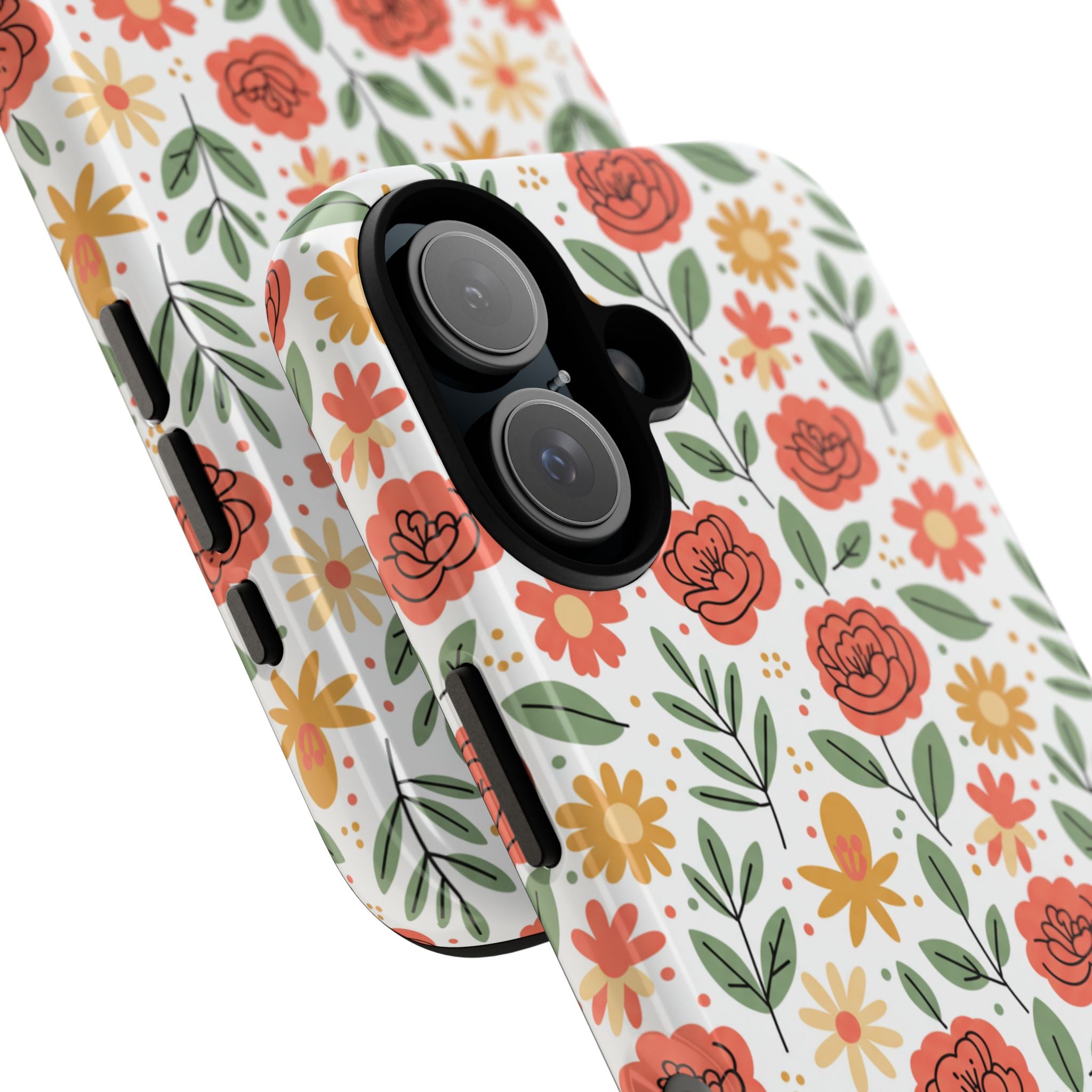 Floral Rose Pattern Tough Phone Case — Durable Garden-Inspired Protection