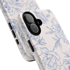 Phone Case — Blue Floral Sketch Tough Protective Case