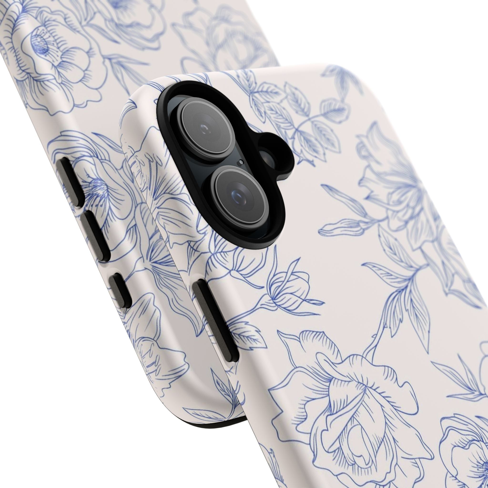 Phone Case — Blue Floral Sketch Tough Protective Case