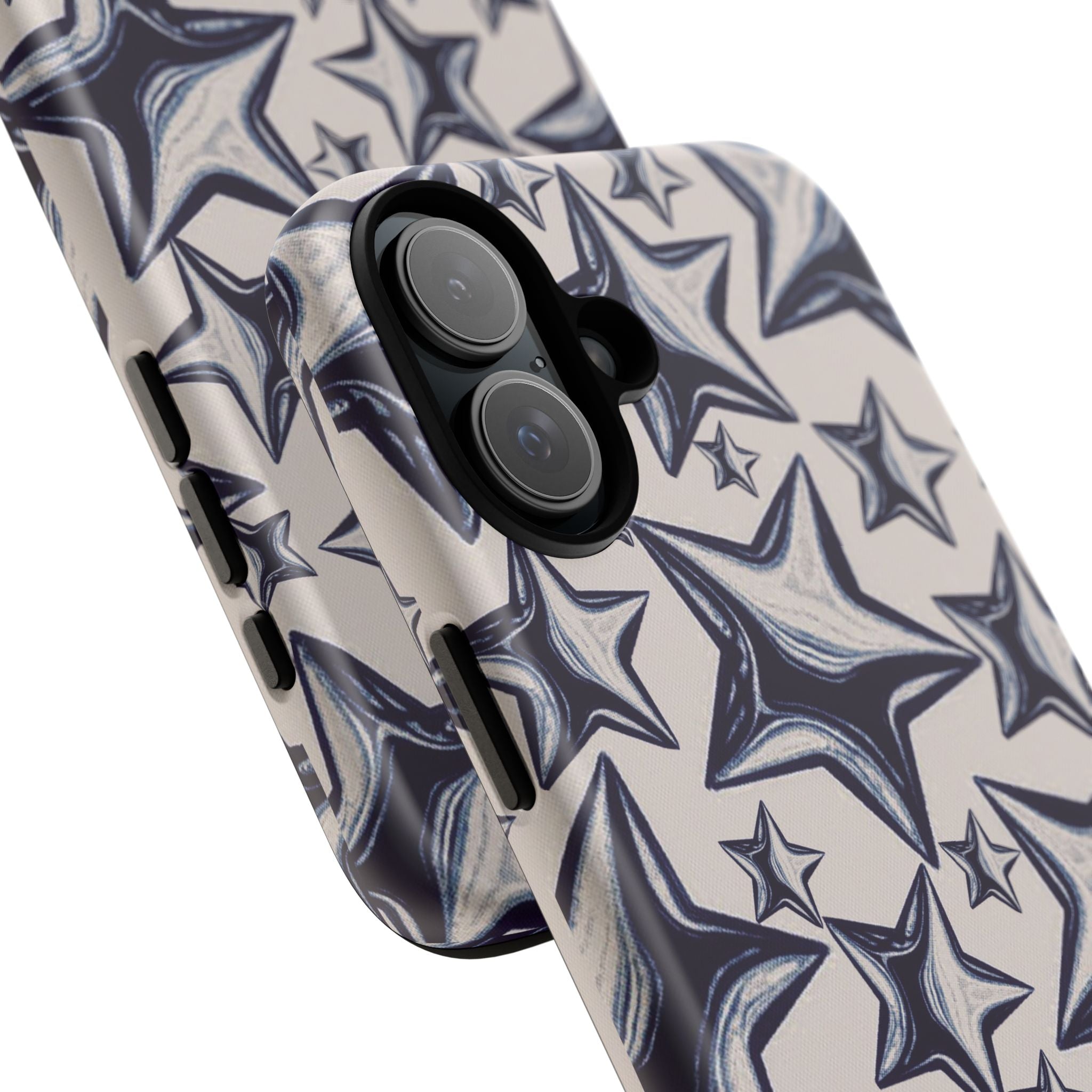 Star Sketch Tough Phone Case — Black & White Doodle Stars Protective Cover