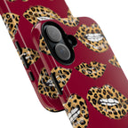 Phone Case — Leopard Lips Pattern on Burgundy