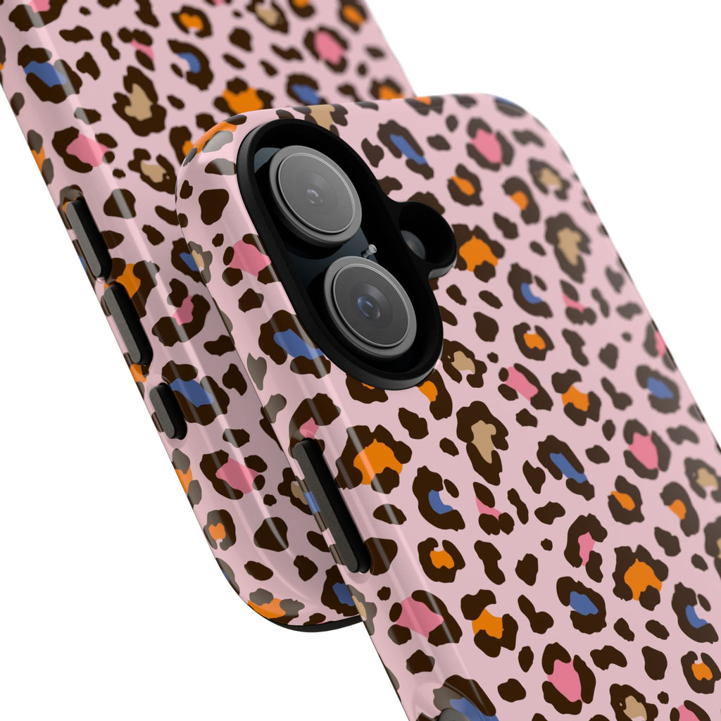 Pink Leopard Print Tough Phone Case — Durable Protective iPhone Cover