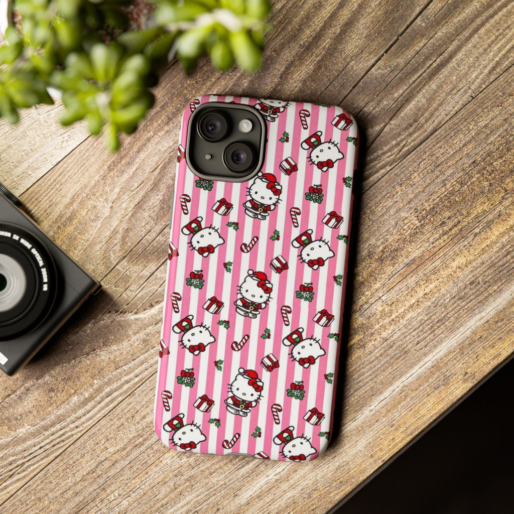 Hello Kitty Pink Holiday Phone Case — Cute Candy Cane & Gift iPhone Cover