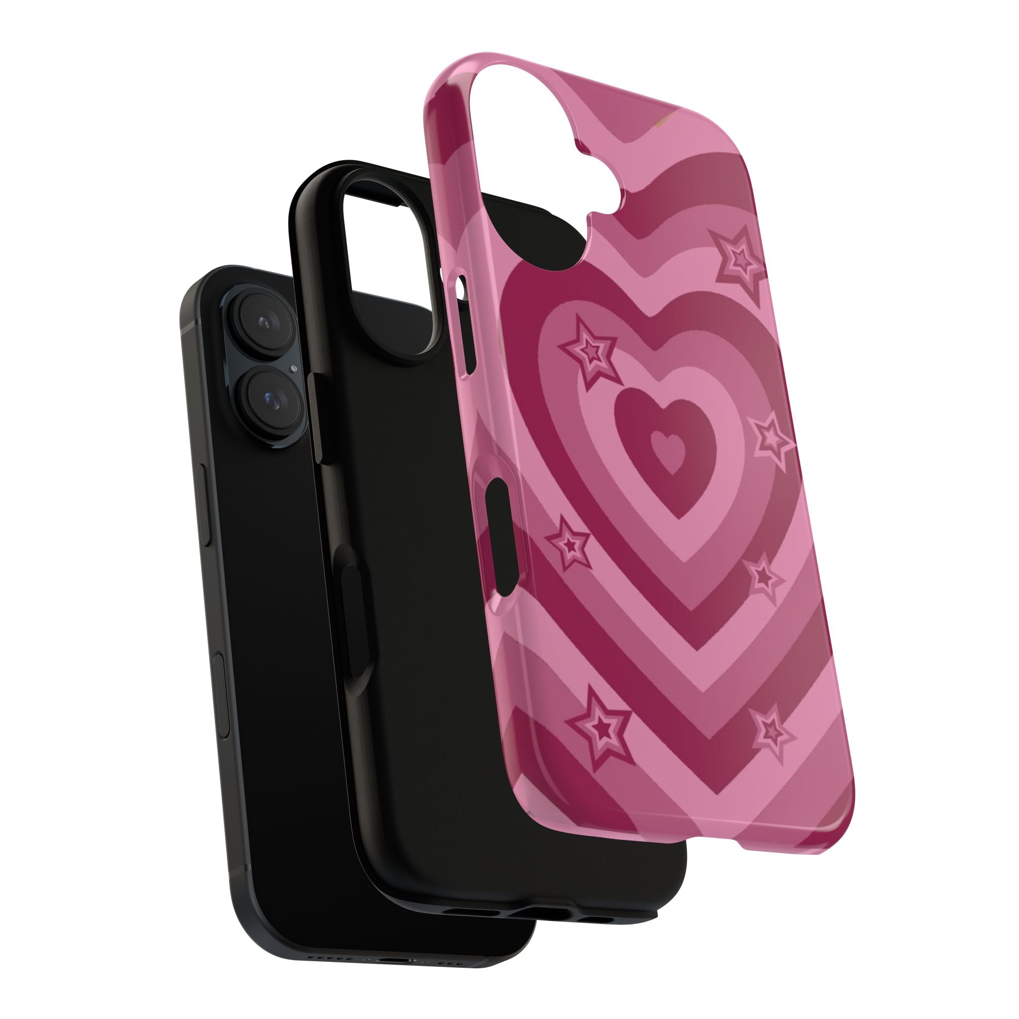Pink Retro Heart Tough Phone Case – Star Accent Protective Cover