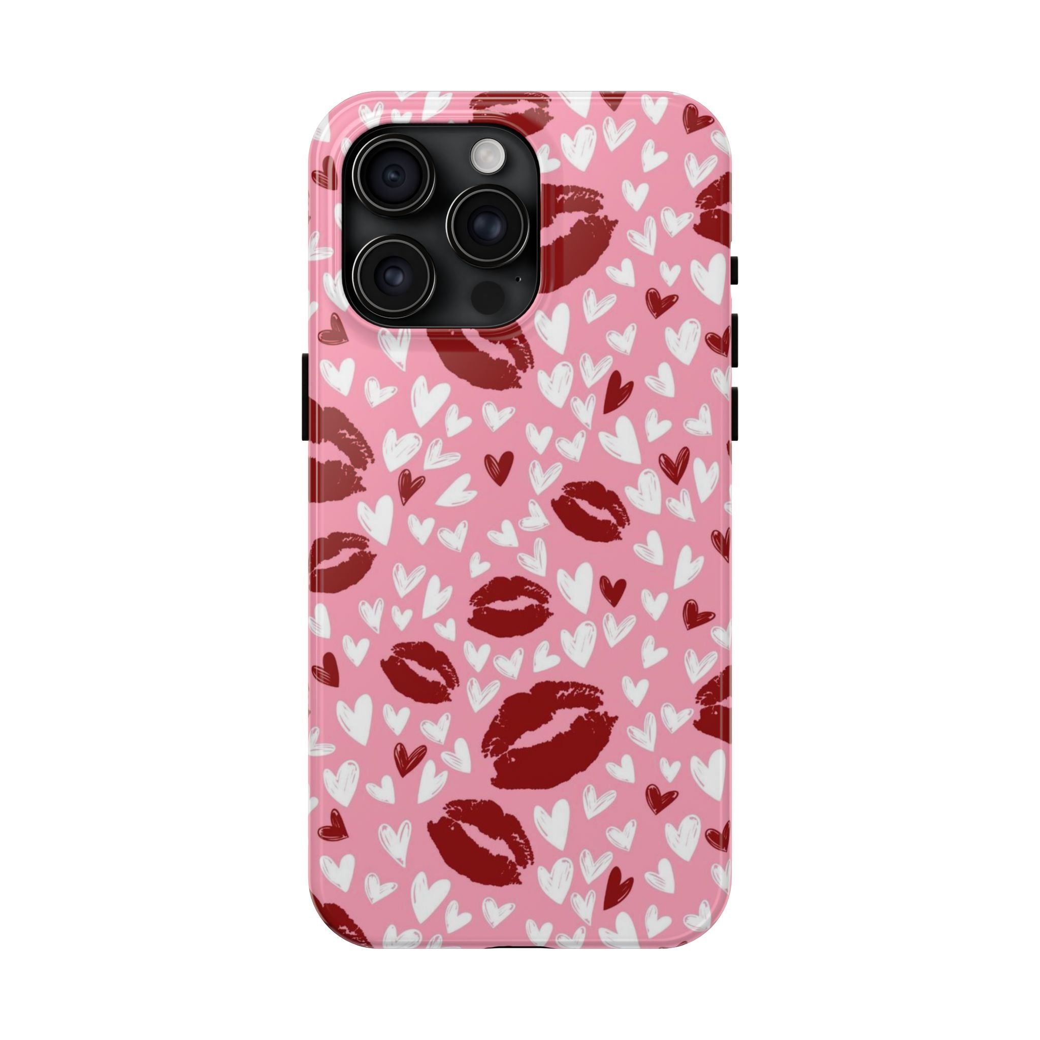 Pink Kiss Hearts Tough Phone Case — Cute Valentine Protective Phone Cover