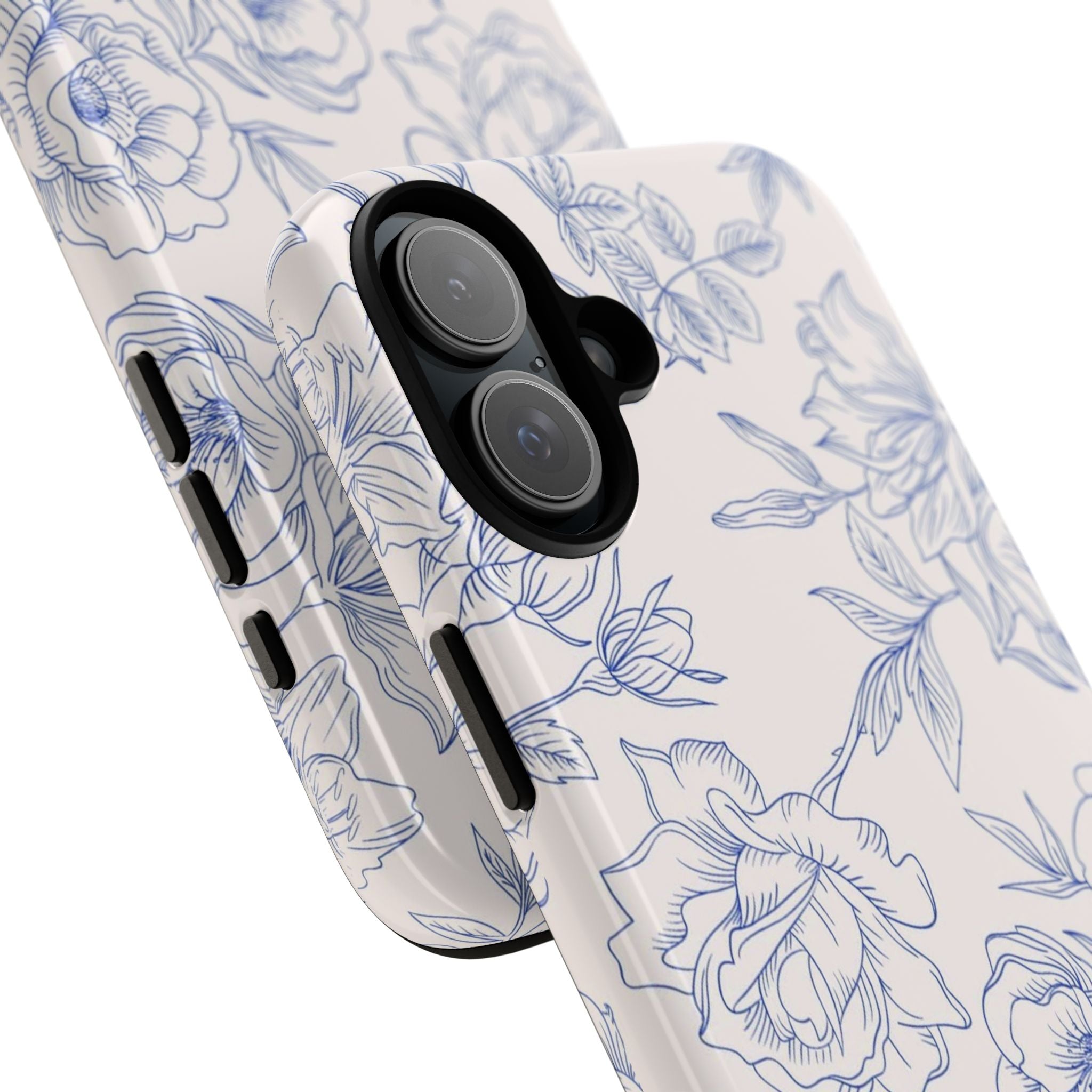 Phone Case — Blue Floral Sketch Tough Protective Case