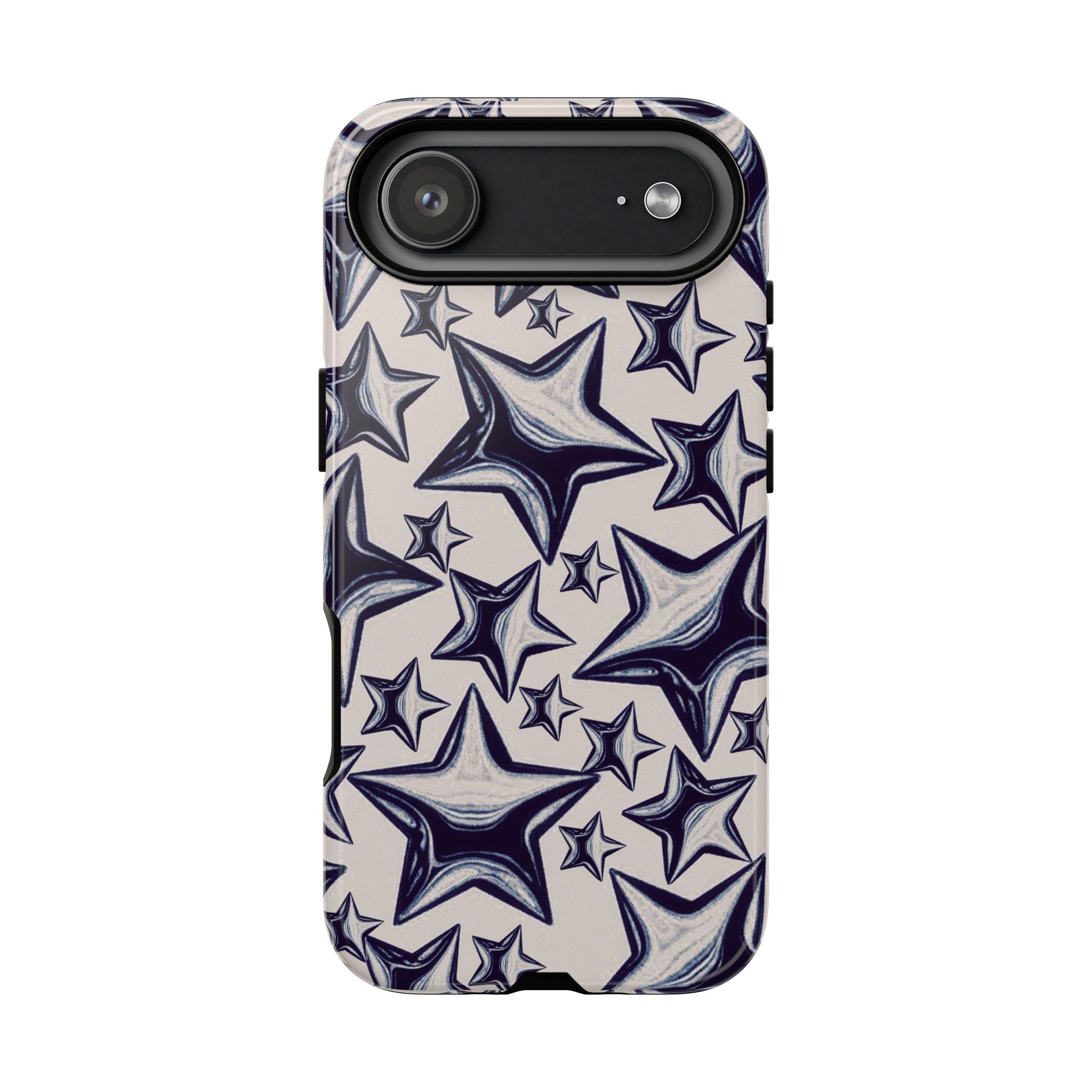 Star Sketch Tough Phone Case — Black & White Doodle Stars Protective Cover