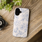 Phone Case — Blue Floral Sketch Tough Protective Case