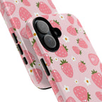 Strawberry Pattern Phone Case – Cute Pink Fruit Protective Tough Case