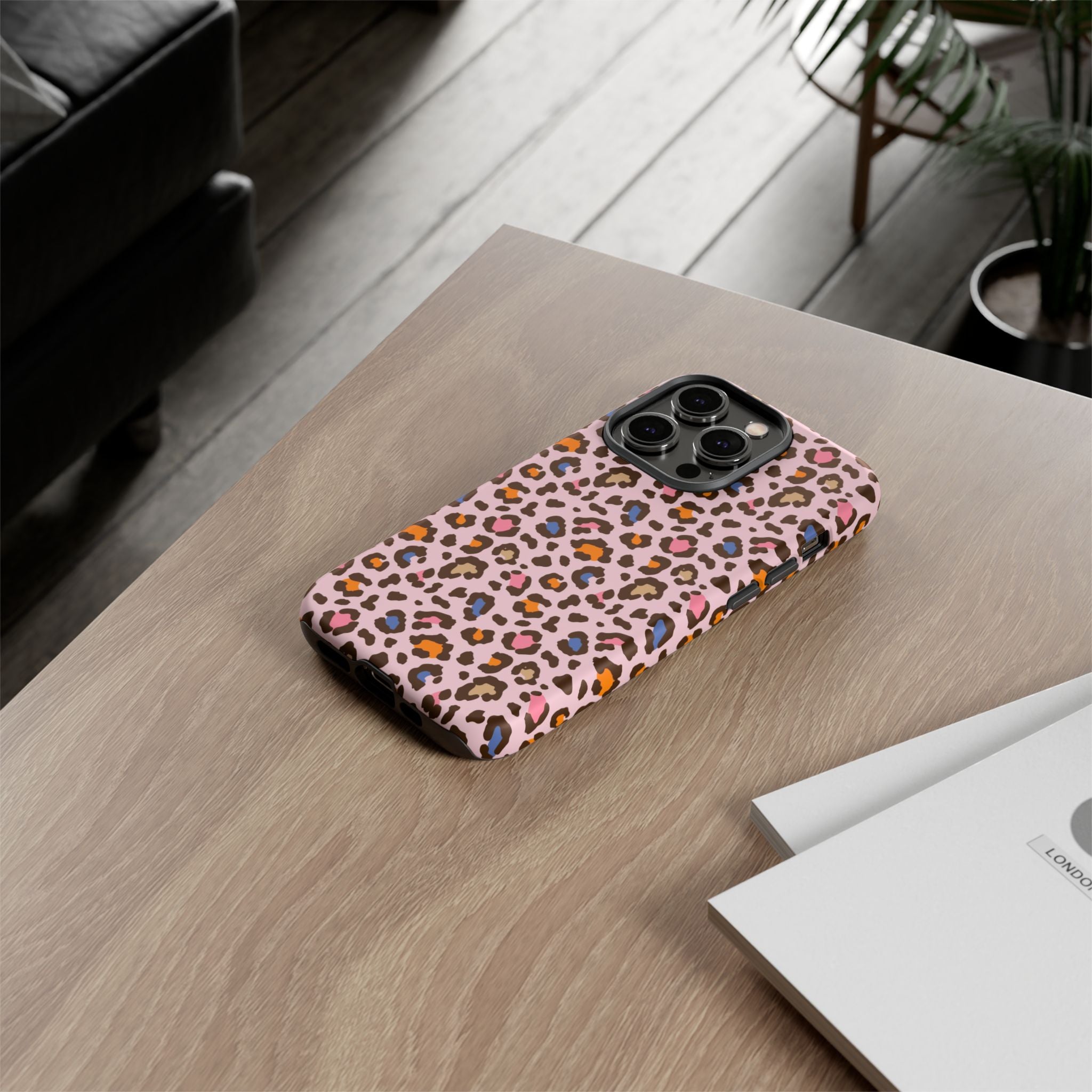 Pink Leopard Print Tough Phone Case — Durable Protective iPhone Cover