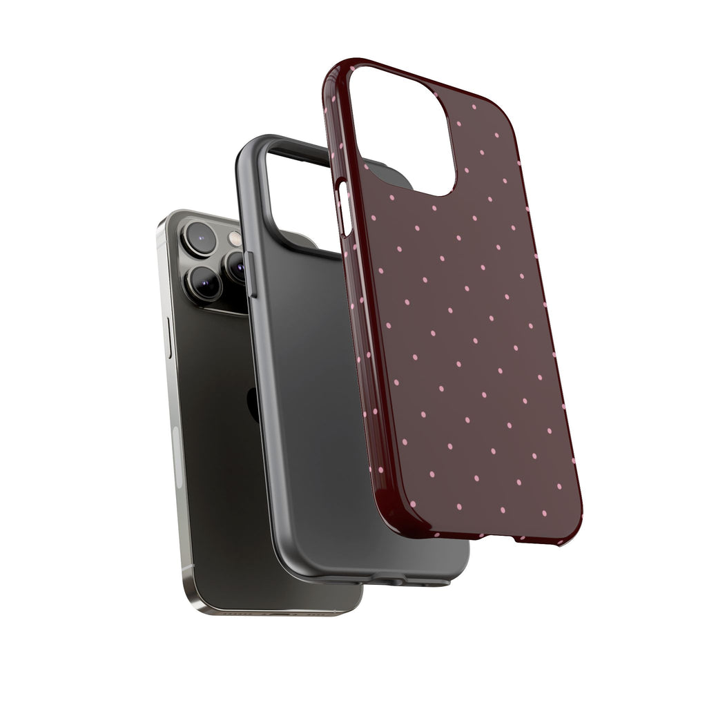 Maroon Polka Dot Tough Phone Case — Slim Protective iPhone Cover