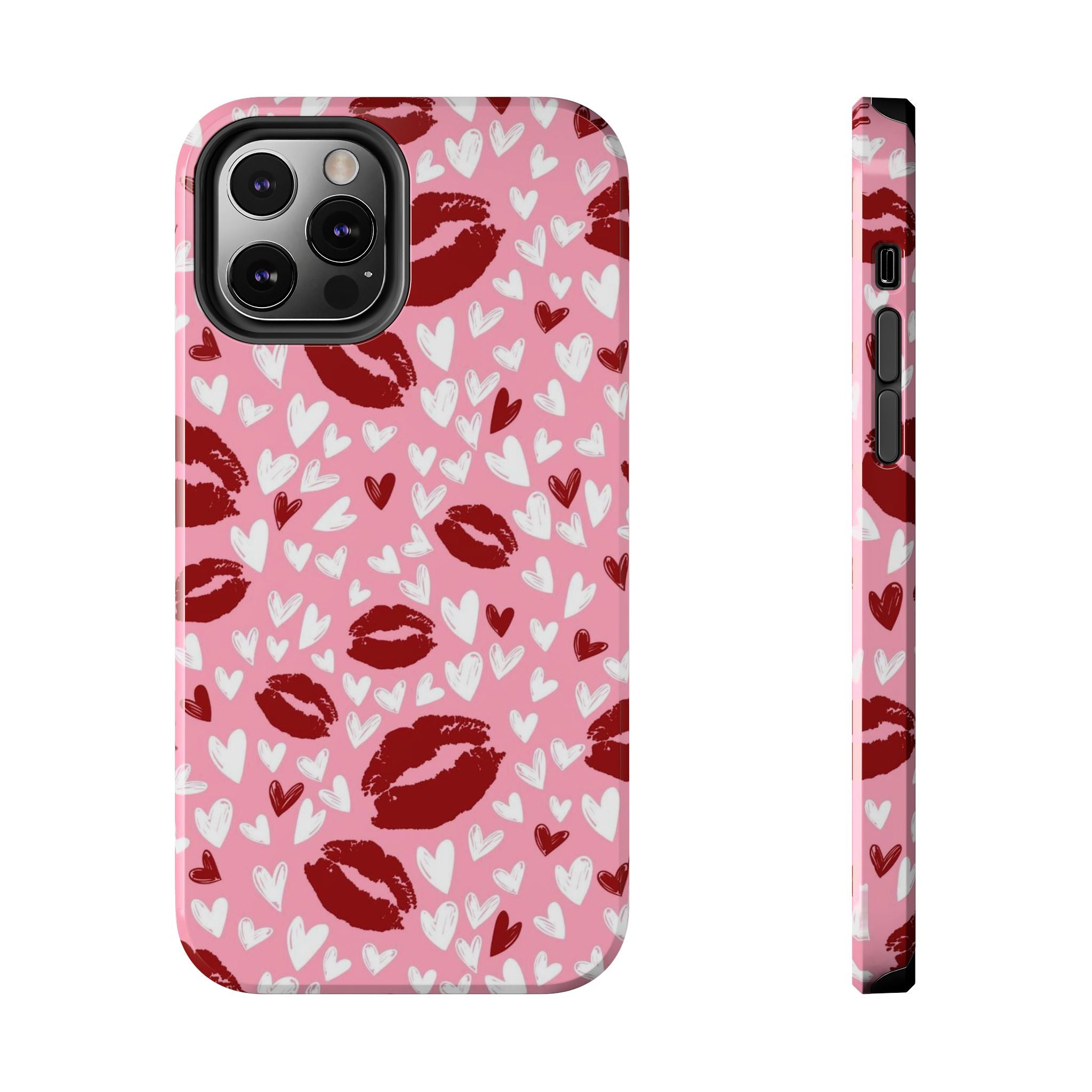 Pink Kiss Hearts Tough Phone Case — Cute Valentine Protective Phone Cover