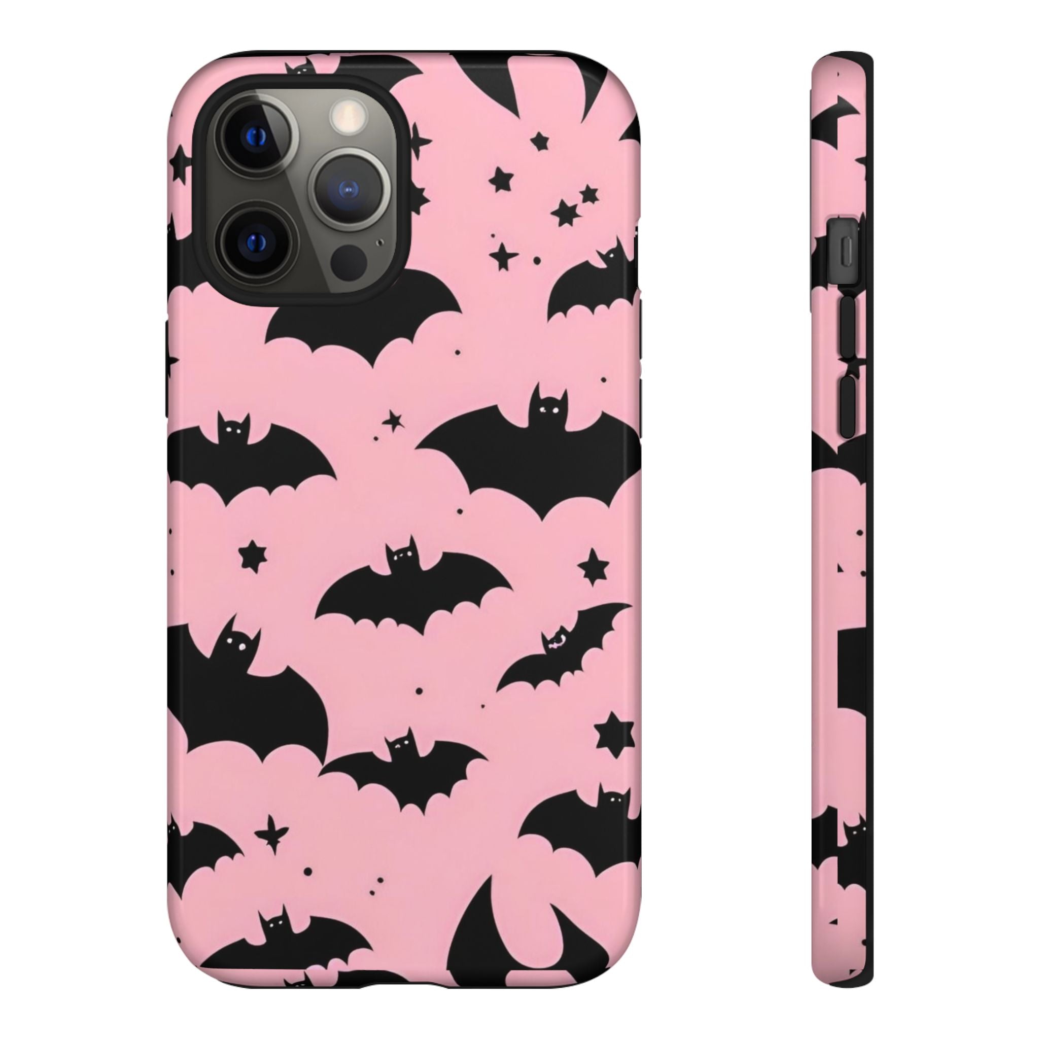 Pink Bat Pattern Tough Phone Case — Cute Halloween Bat Wings Design