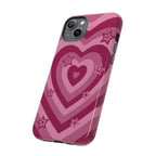 Pink Retro Heart Tough Phone Case – Star Accent Protective Cover