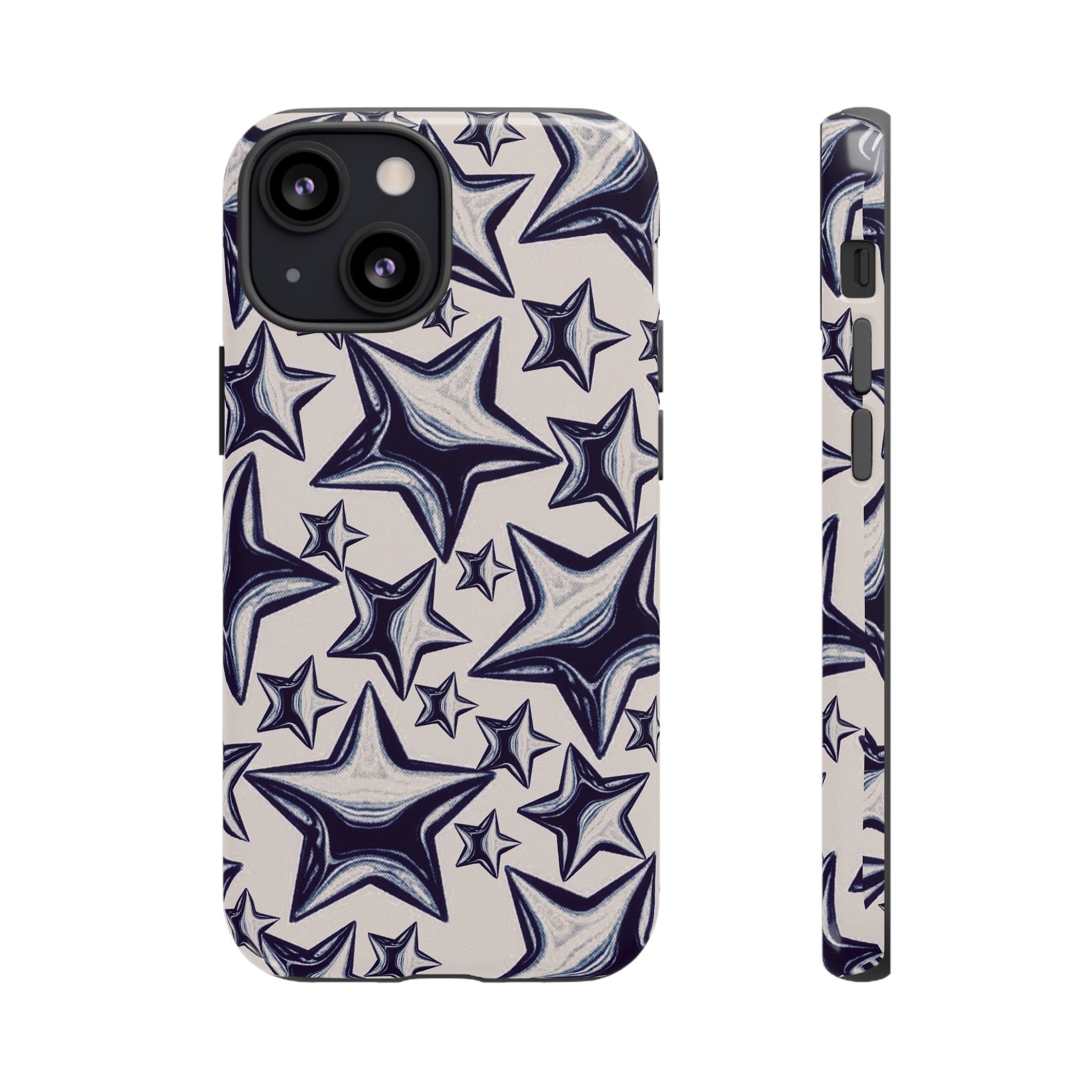 Star Sketch Tough Phone Case — Black & White Doodle Stars Protective Cover