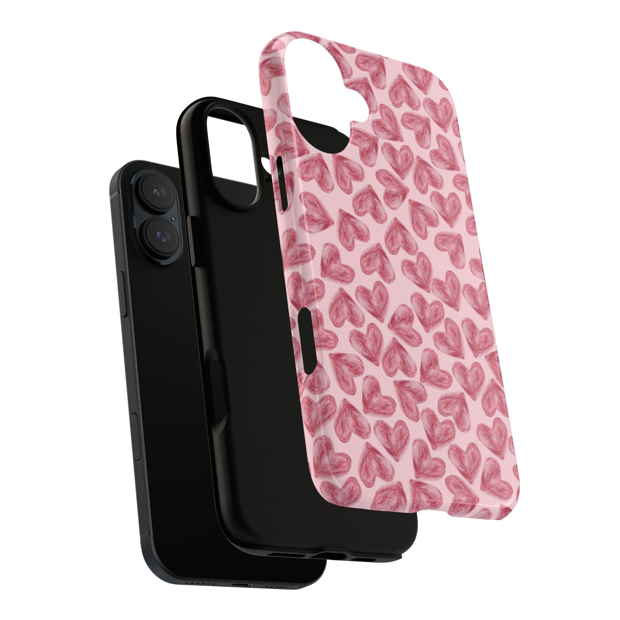 Pink Watercolor Heart Phone Case — Tough Protective iPhone Cover
