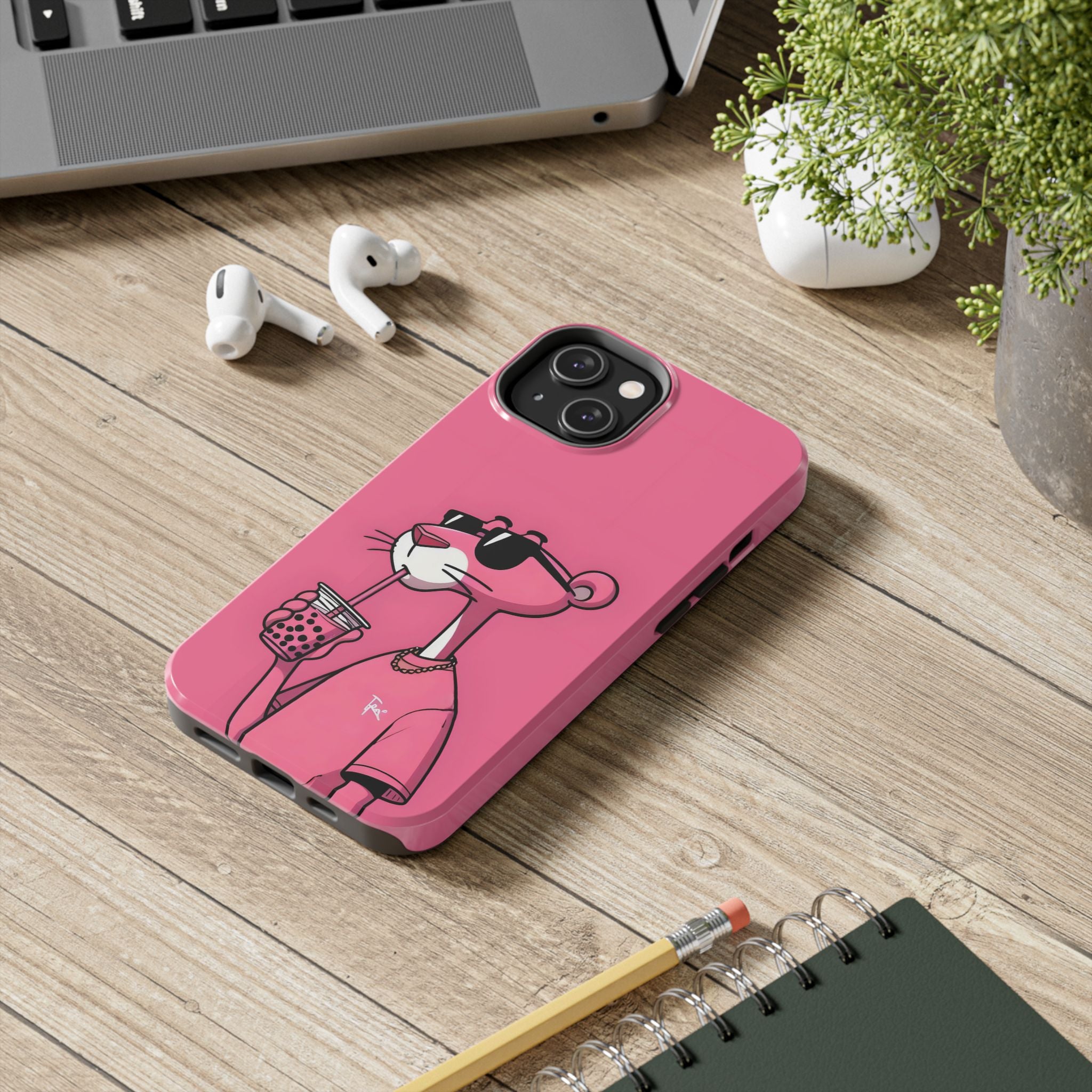 Pink Panther Bubble Tea Phone Case — Tough Protective iPhone Cover