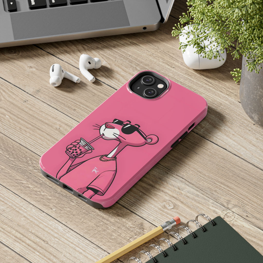 Pink Panther Bubble Tea Phone Case — Tough Protective iPhone Cover