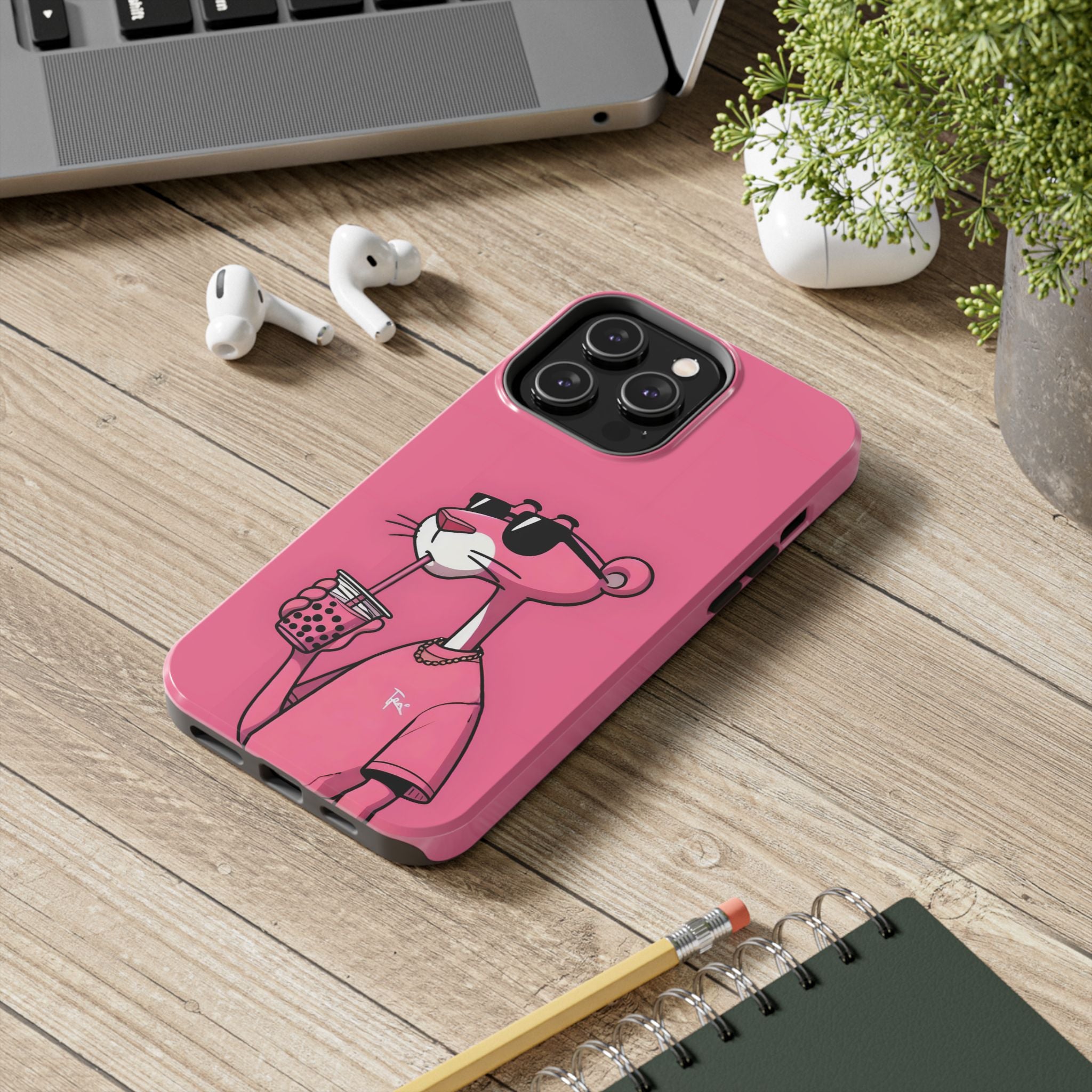Pink Panther Bubble Tea Phone Case — Tough Protective iPhone Cover