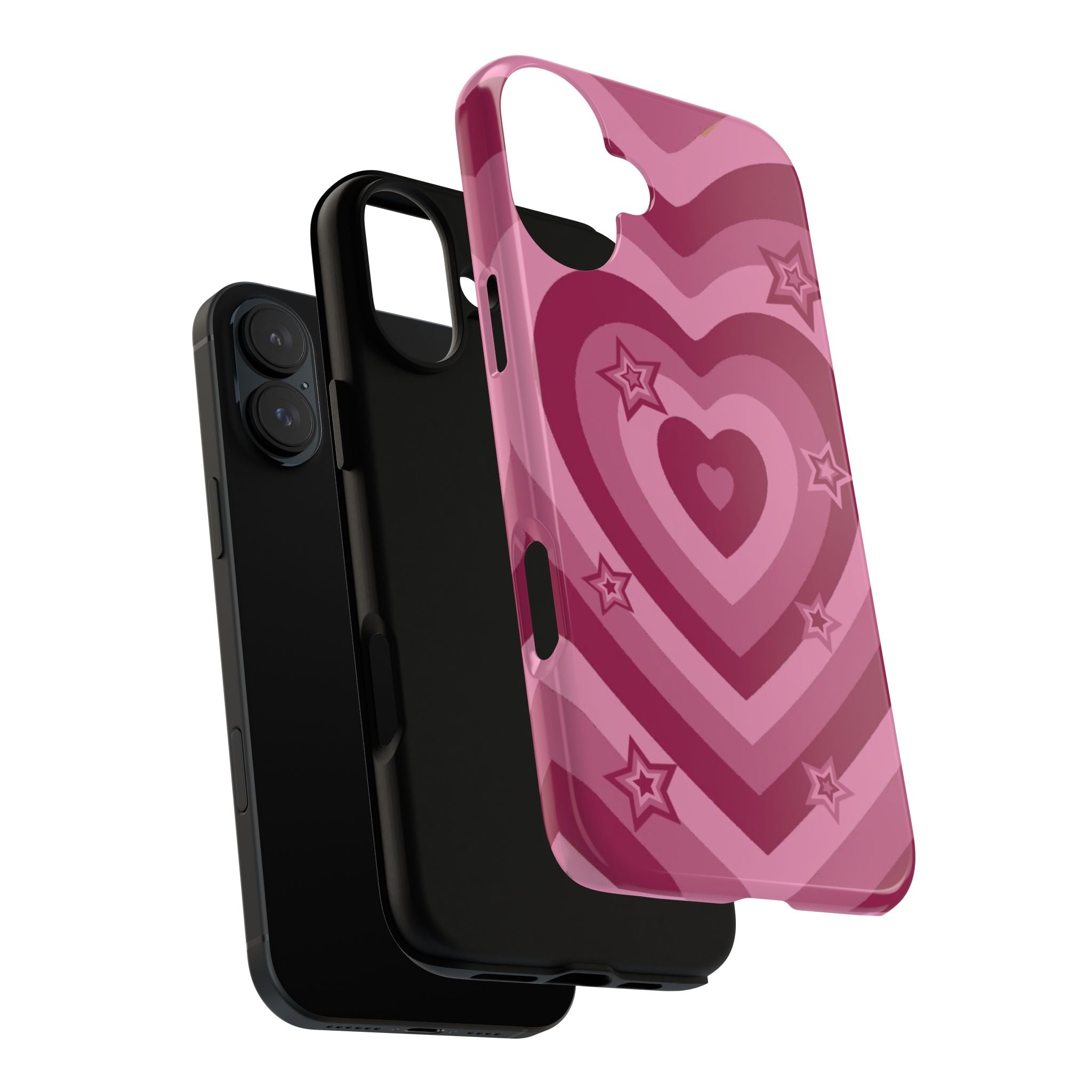 Pink Retro Heart Tough Phone Case – Star Accent Protective Cover