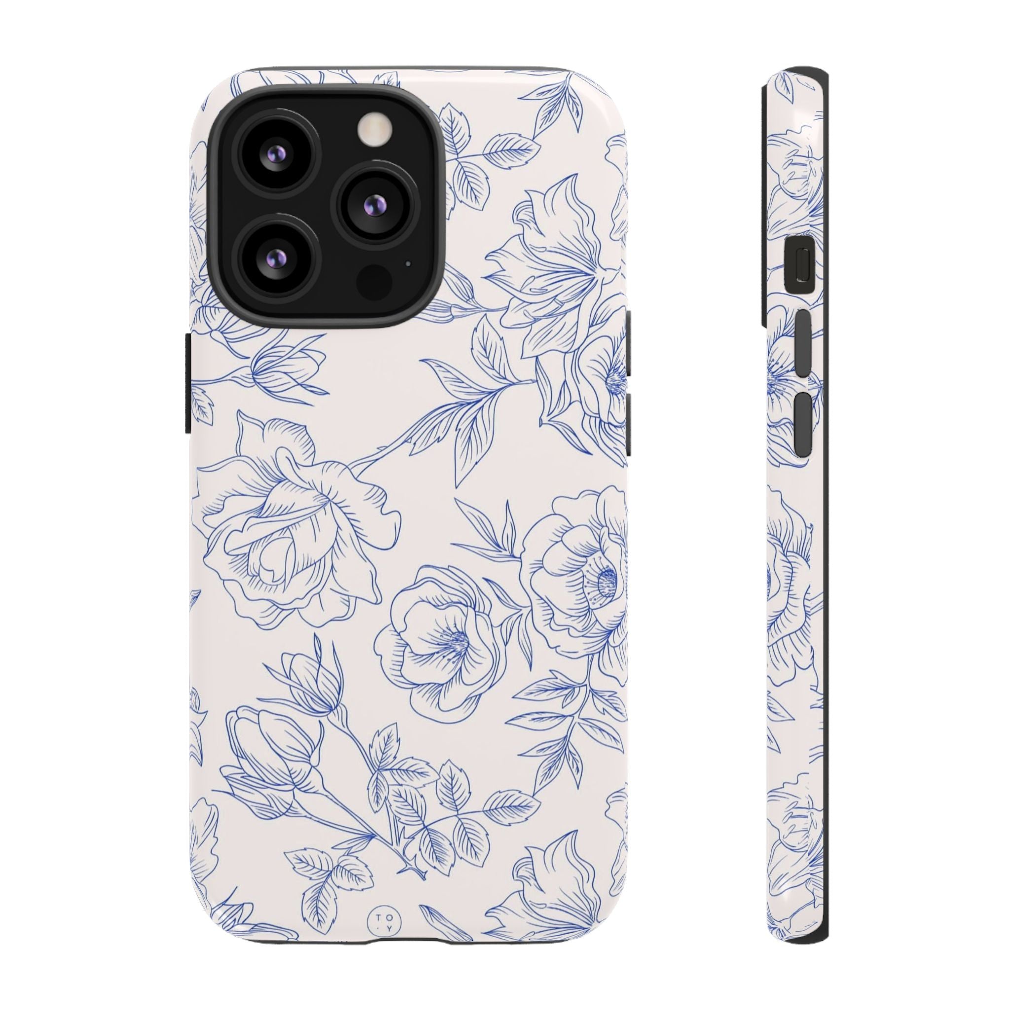 Phone Case — Blue Floral Sketch Tough Protective Case