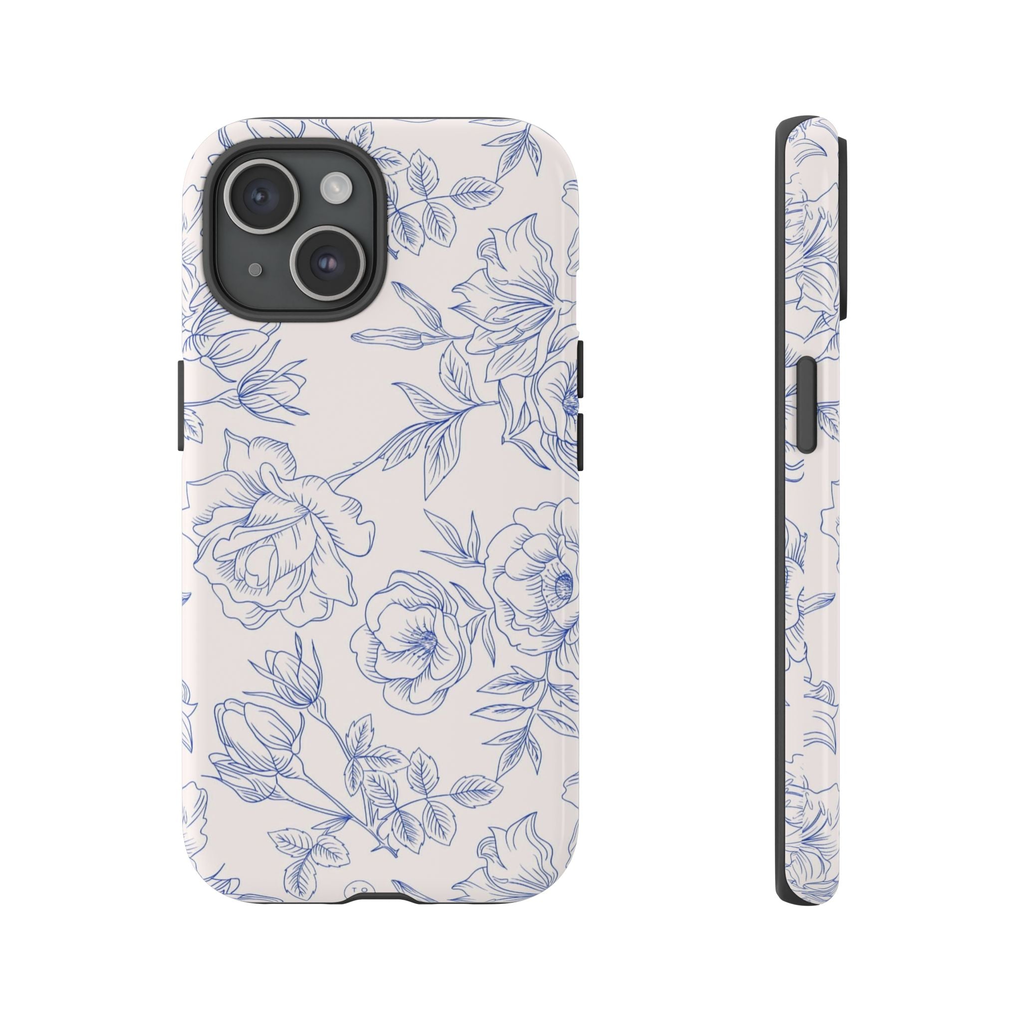 Phone Case — Blue Floral Sketch Tough Protective Case