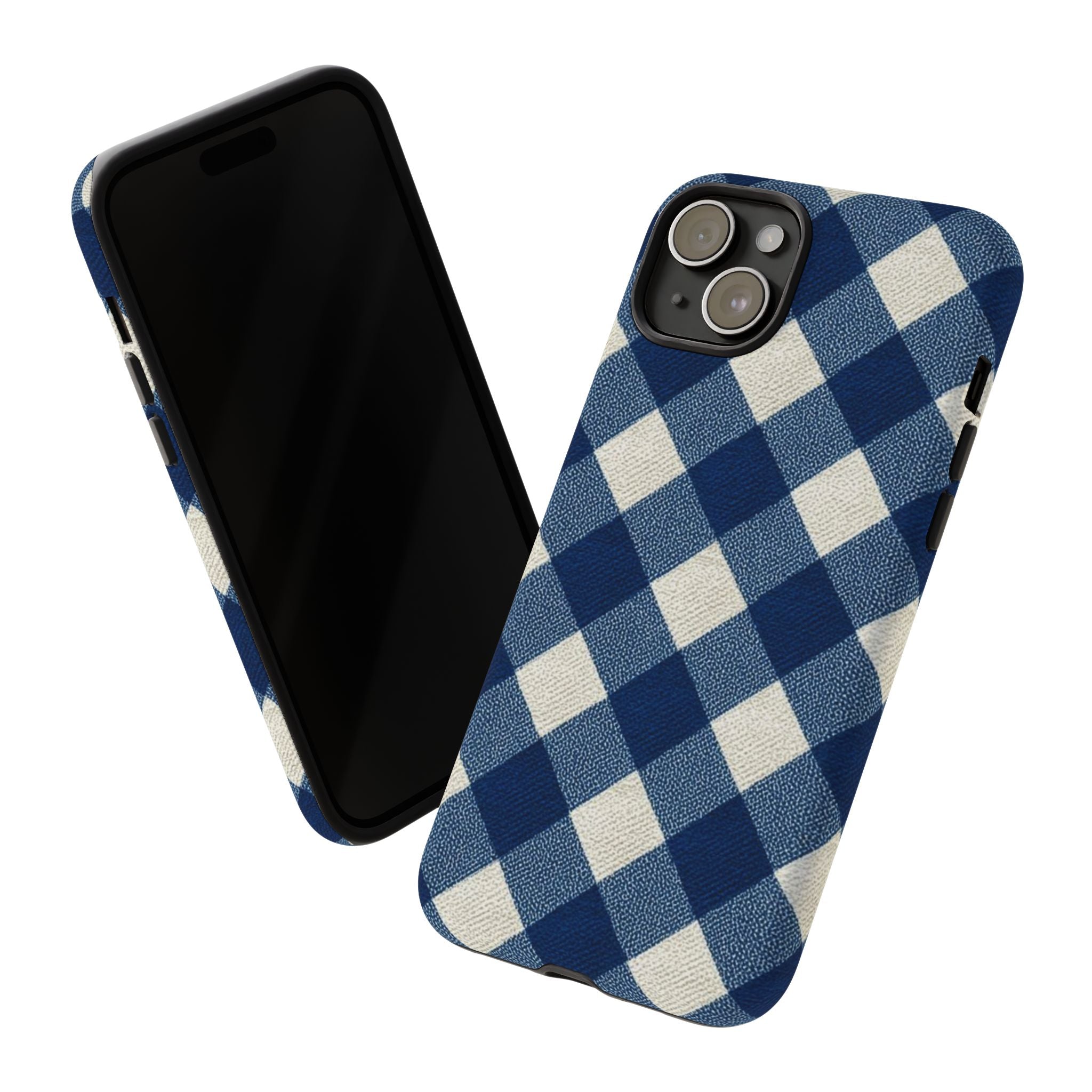 Blue Buffalo Plaid Tough Phone Case — Durable Protective iPhone Cover