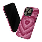 Pink Retro Heart Tough Phone Case – Star Accent Protective Cover