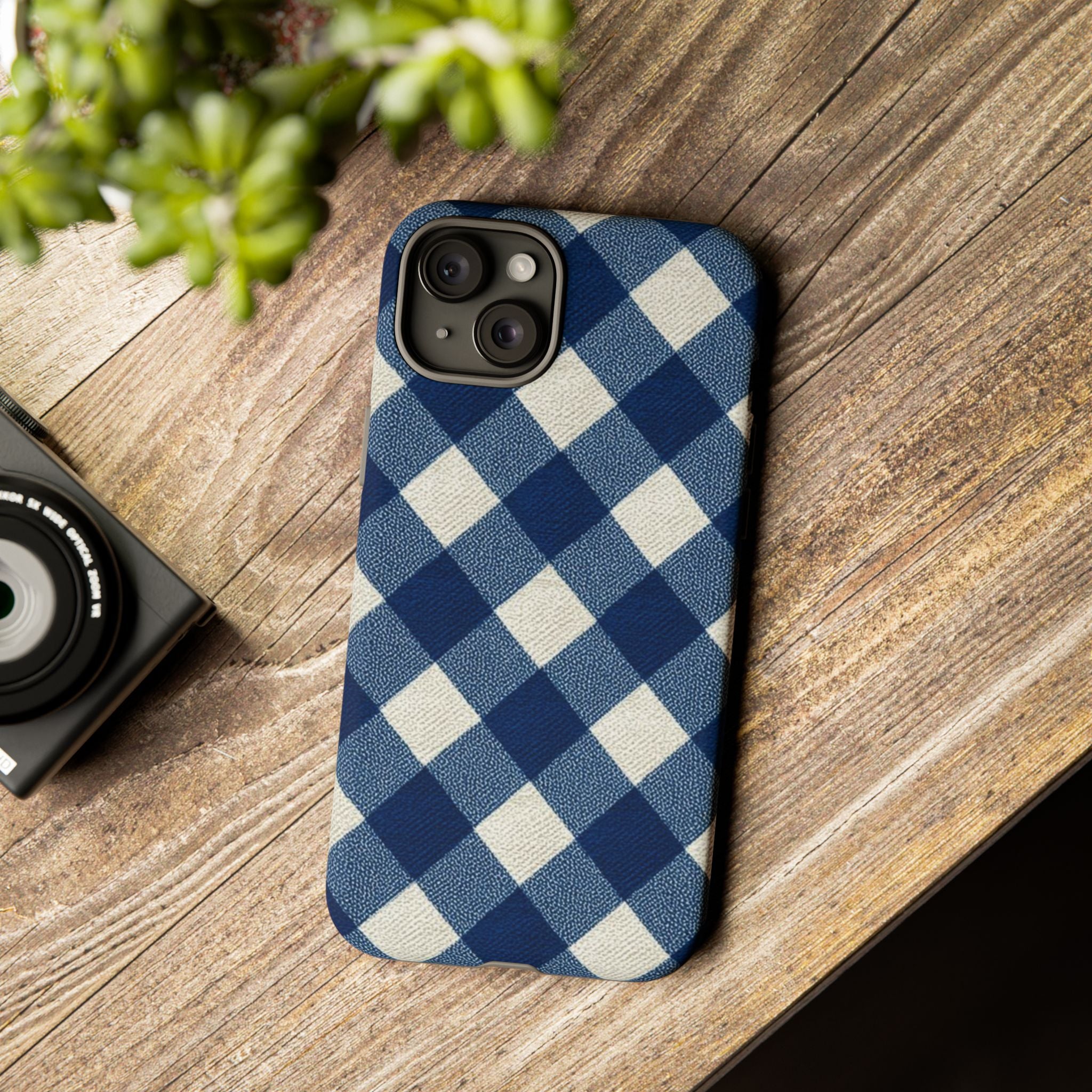 Blue Buffalo Plaid Tough Phone Case — Durable Protective iPhone Cover
