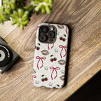 Cherry Bow Phone Case — Retro Cherry & Lips Pattern iPhone Cover