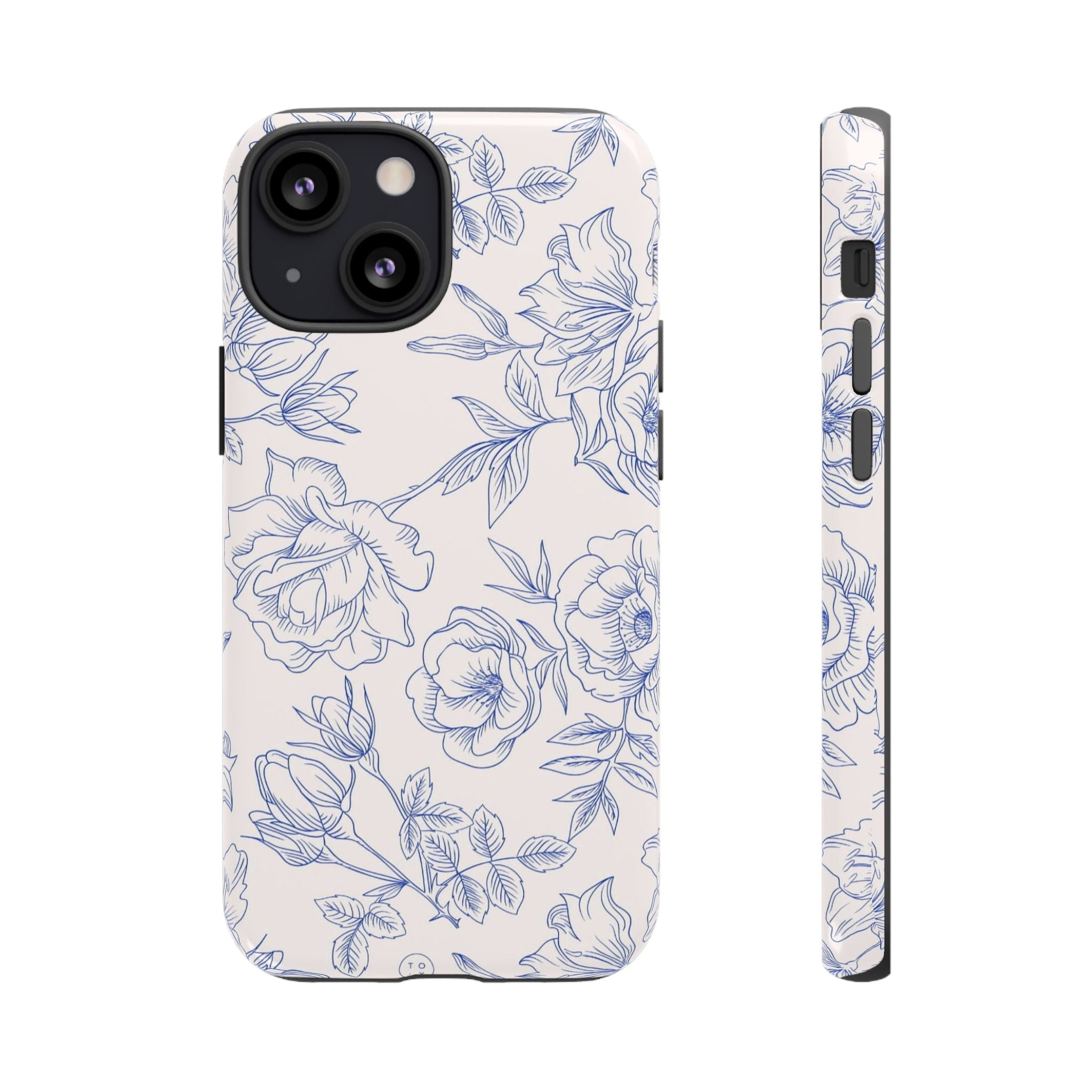 Phone Case — Blue Floral Sketch Tough Protective Case