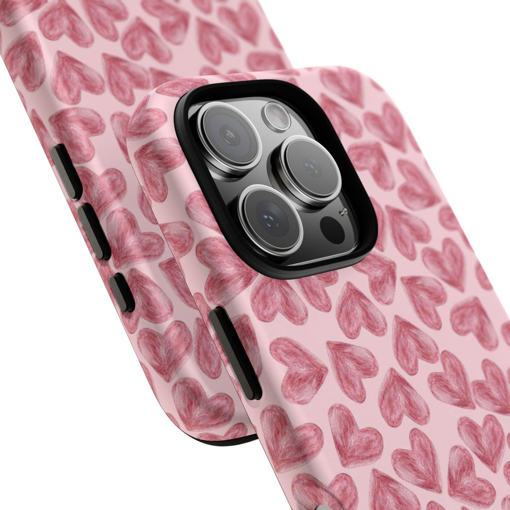 Pink Watercolor Heart Phone Case — Tough Protective iPhone Cover