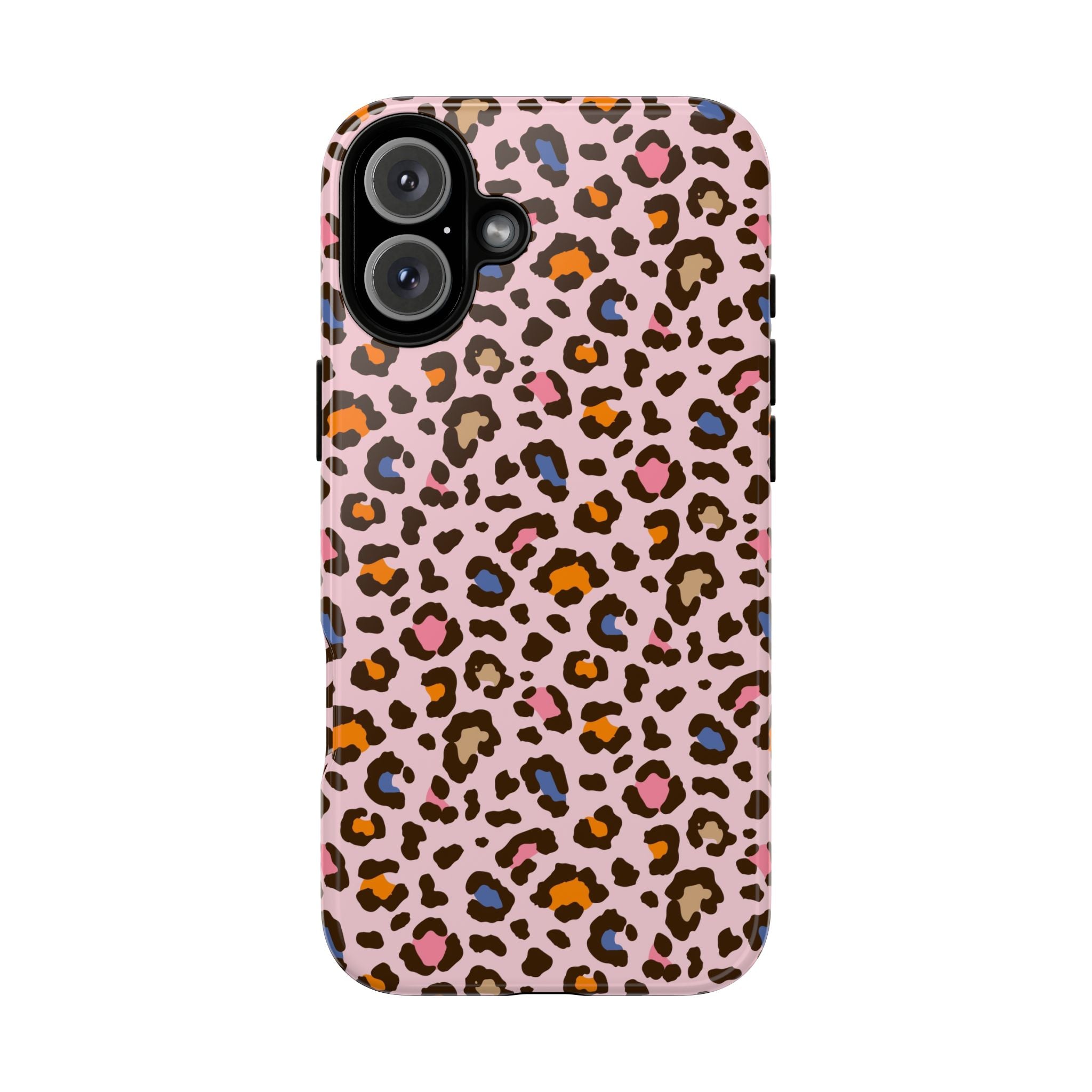 Pink Leopard Print Tough Phone Case — Durable Protective iPhone Cover