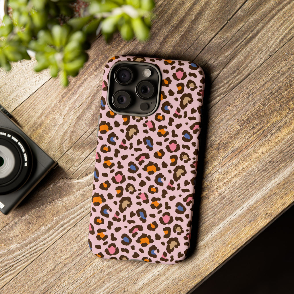 Pink Leopard Print Tough Phone Case — Durable Protective iPhone Cover
