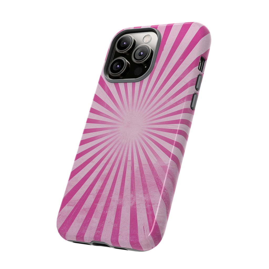 Pink Sunburst Tough Phone Case — Retro Radiant iPhone Cover