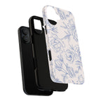Phone Case — Blue Floral Sketch Tough Protective Case