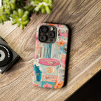 Tropical Surf Collage Phone Case — Vintage Hawaiian Floral & Surfboard Design