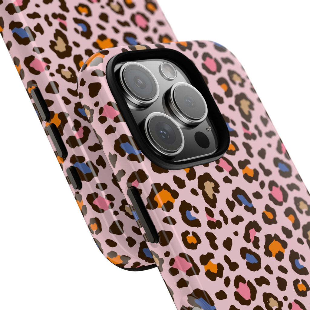 Pink Leopard Print Tough Phone Case — Durable Protective iPhone Cover