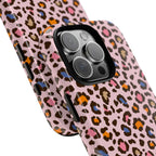 Pink Leopard Print Tough Phone Case — Durable Protective iPhone Cover